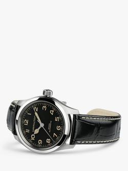 Hamilton H70405730 Men's Khaki Field Murph Khaki Automatic Leather Strap Watch, Black - view 2, Black