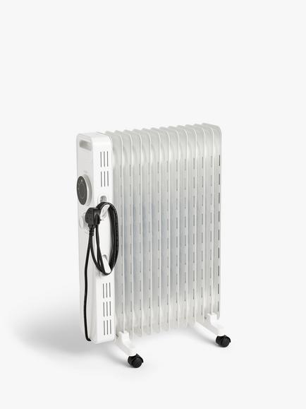 John Lewis 2500W Oil Filled Radiator, White, White
