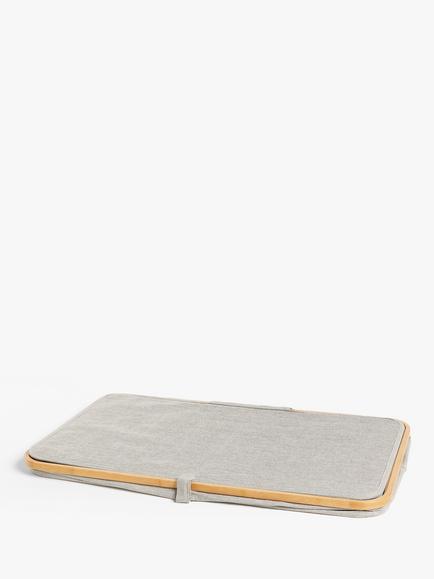 John Lewis Bamboo Rim Lidded Underbed Storage Basket, H19 x W76 x D45cm - view 2, Grey