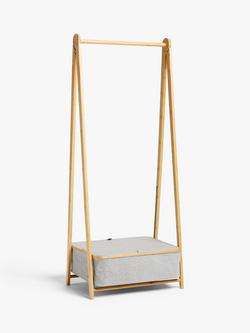 John Lewis Bamboo Rim Collapsible Clothes Rail, Grey, Natural/White