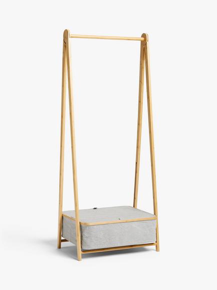 John Lewis Bamboo Rim Collapsible Clothes Rail, Grey, Natural/White