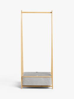 John Lewis Bamboo Rim Collapsible Clothes Rail, Grey - view 2, Natural/White