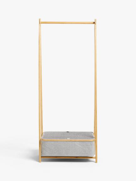 John Lewis Bamboo Rim Collapsible Clothes Rail, Grey - view 2, Natural/White