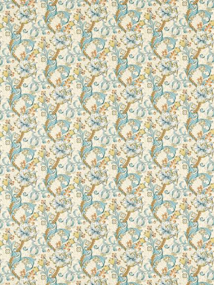 Clarke & Clarke Golden Lily Made to Measure Curtains or Roman Blind, Linen/Teal, Linen/Teal