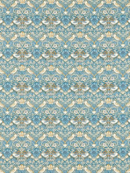 Clarke & Clarke Strawberry Thief Furnishing Fabric, Denim/Spice