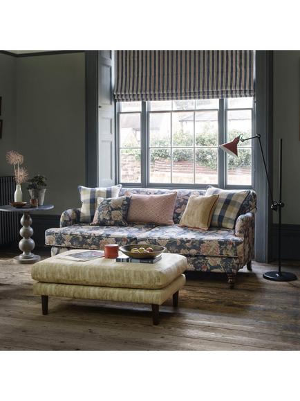 Clarke & Clarke Sackville Stripe Furnishing Fabric - view 2, Midnight/Spice