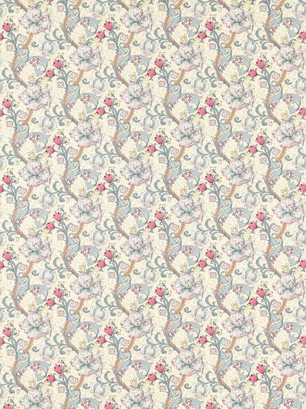 Clarke & Clarke Golden Lily Made to Measure Curtains or Roman Blind, Dove/Plum, Dove/Plum