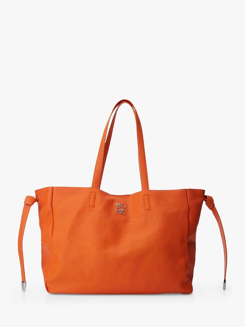 Moda in Pelle Indie Leather Tote Bag, Orange