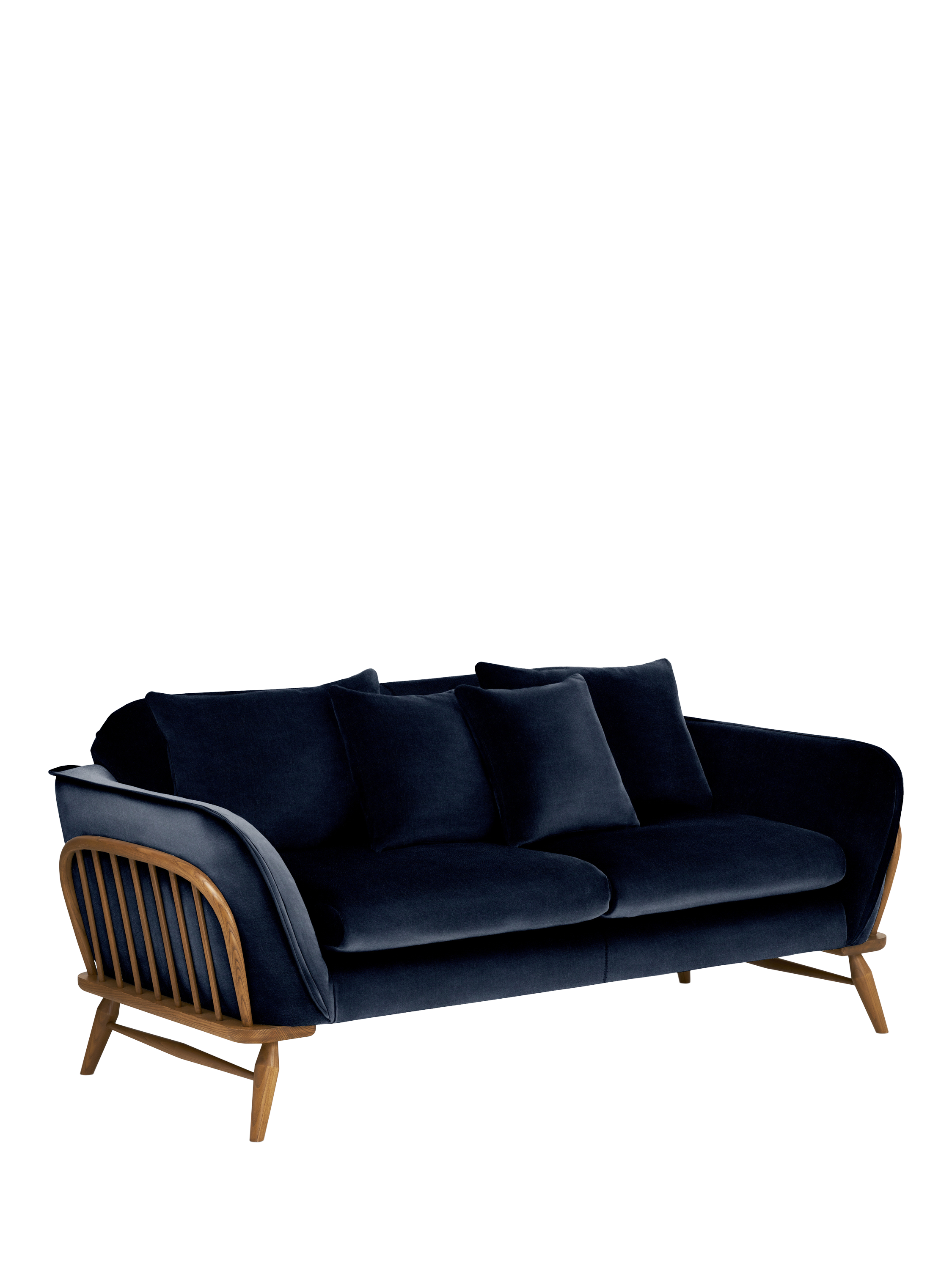 Hexton Range, ercol for John Lewis Hexton Medium 2 Seater Sofa, Vintage Ash Leg, Soft Chenille Navy