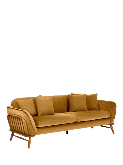 ercol for John Lewis Hexton Large 3 Seater Sofa, Vintage Ash Leg, Boucle Spice