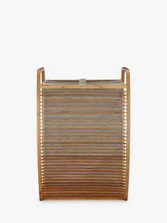 John Lewis Bamboo Slatted Laundry Hamper, Grey