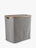 John Lewis Bamboo Rim Double Laundry Hamper, Grey