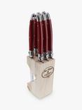 Laguiole Stainless Steel Steak Knives & Filled Knife Block, Set of 6, Basque Red