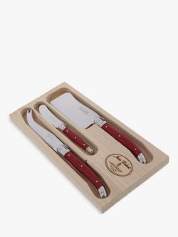 Laguiole Stainless Steel Cheese Knife Gift Set, 3 Piece, Basque Red, Basque Red