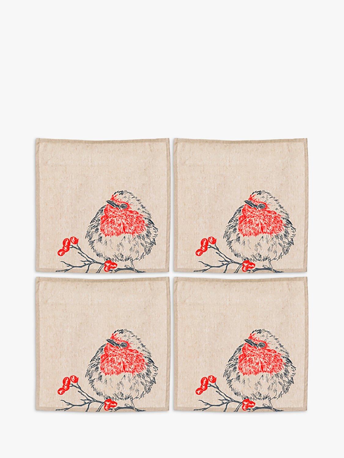 The Just Slate Company Robin Napkins, Set of 4, Red/Multi