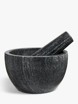 John Lewis Honed Marble Pestle & Mortar, Grey