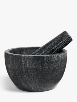 John Lewis Honed Marble Pestle & Mortar, Grey, Grey