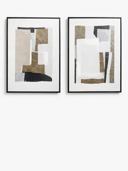 John Lewis Abstract Neutral Framed Canvas, Set of 2, 70 x 50cm, White/Multi, White/Multi