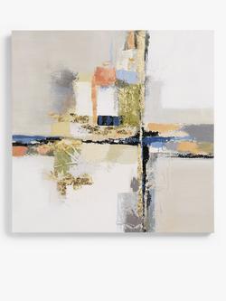 John Lewis 'Bronze Abstract' Hand-Painted Canvas, 100 x 100cm, White/Multi, White/Multi