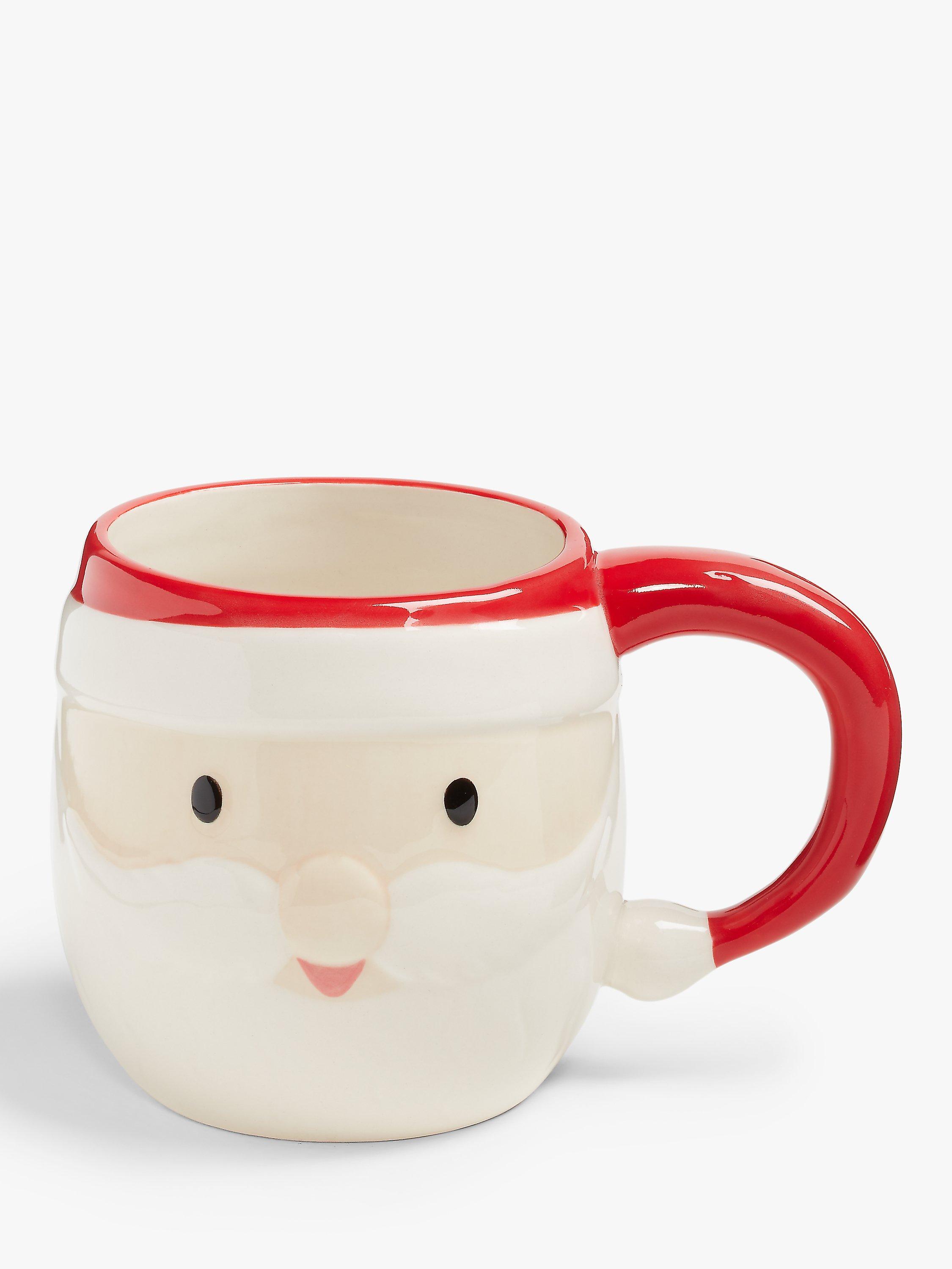 John Lewis Christmas Santa Stoneware Mug, 400ml,Red/Multi