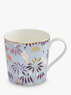 Sara Miller India Crane Garden 22ct Gold Fine China Mug, 344ml, Sky Blue, Sky Blue