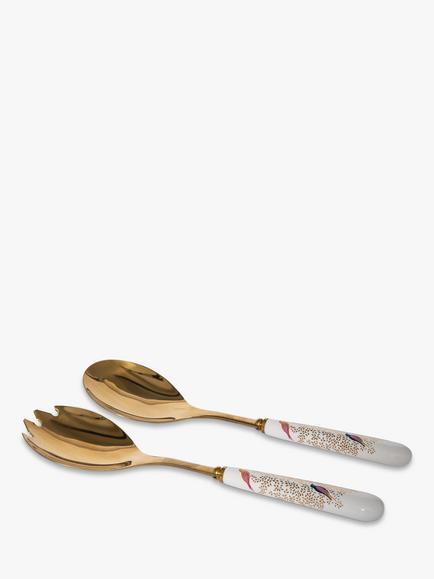Sara Miller Birds Salad Servers, Multi, Multi Multi