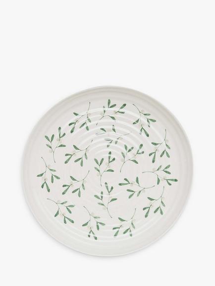 Sophie Conran for Portmeirion Mistletoe Porcelain Platter, 30cm, White/Green, White Multi White
