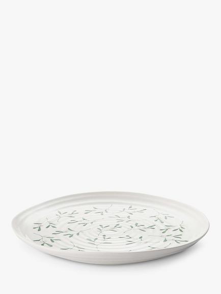 Sophie Conran for Portmeirion Mistletoe Porcelain Platter, 30cm, White/Green - view 2, White Multi White