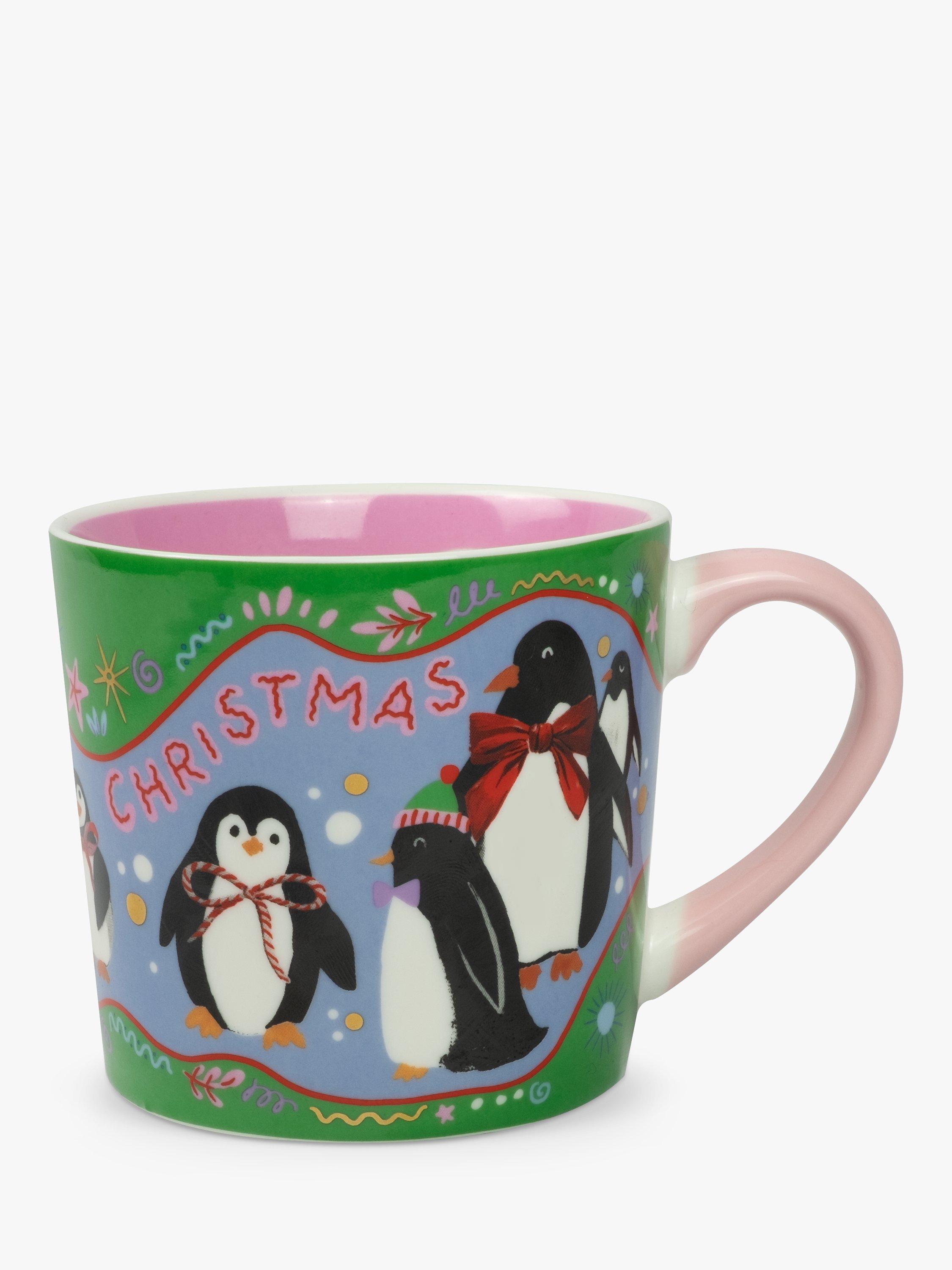Eleanor Bowmer Cosy Christmas Penguin New Bone China Mug, 300ml, Green/Multi