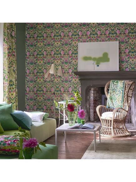 Designers Guild Ikebana Damask Wallpaper - view 2, Fuchsia Pdg1156/01