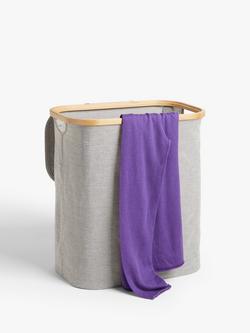 John Lewis Bamboo Rim Laundry Hamper, Grey - view 2, Grey