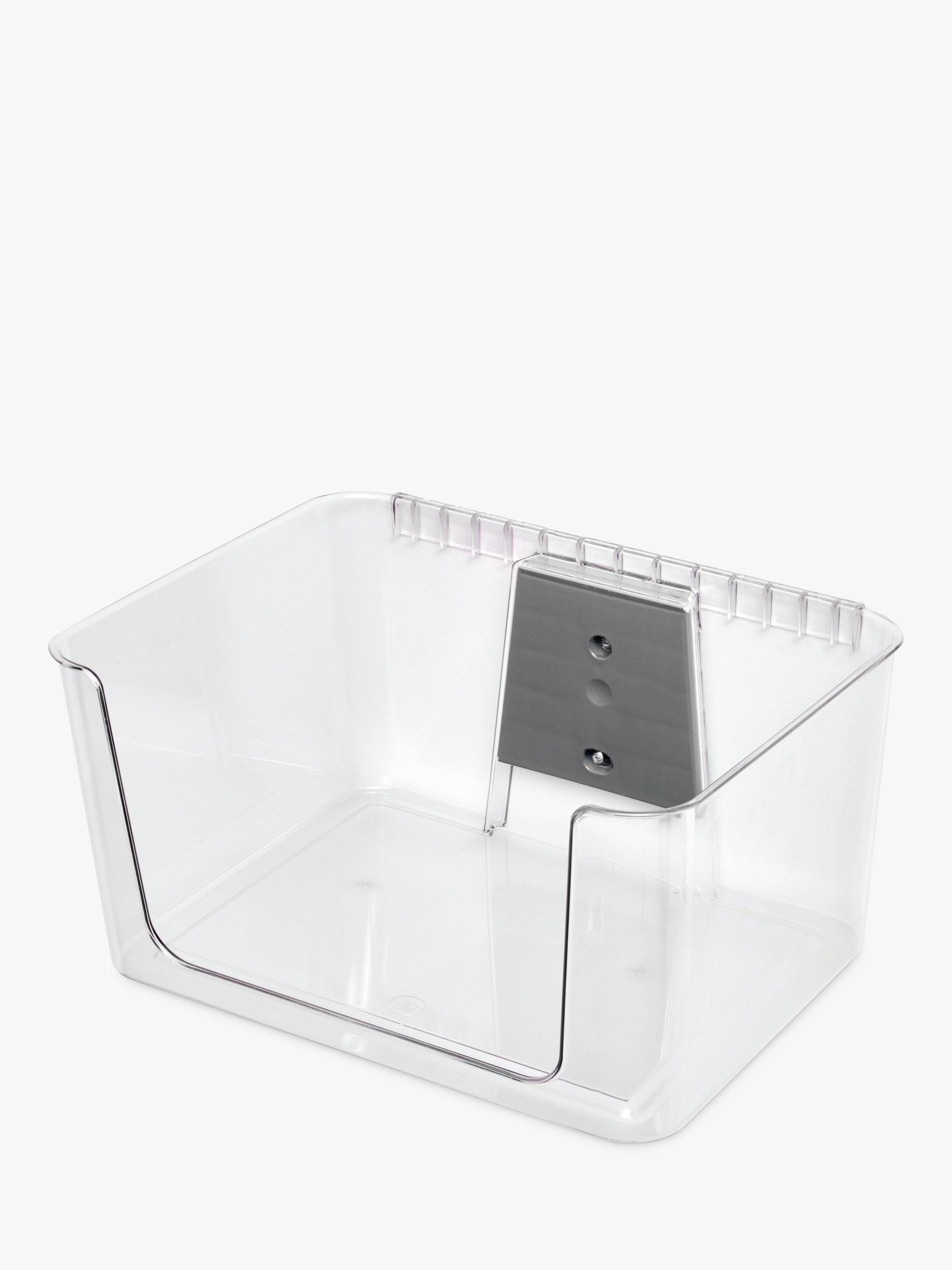 Wall Space Large Open Front Storage Bin with Bracket, Clear, H20.3 x W40.6 x D30.5cm