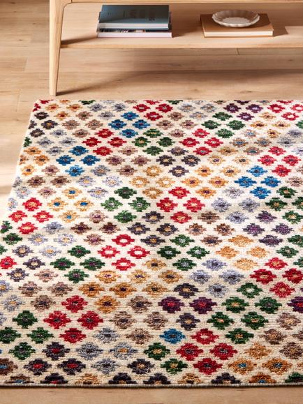 John Lewis Mori Geometric Floral Rug - view 2, Multi