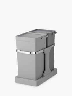 EKO Deco Duo Pull Out Recycling Bin 20+15L, Grey, Grey