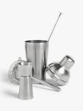 John Lewis Brushed Stainless Steel Cocktail Shaker & Set, 4 Piece, 500ml, Silver