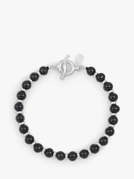 Dower & Hall Men's Pearl Halo Bracelet, Black, Black