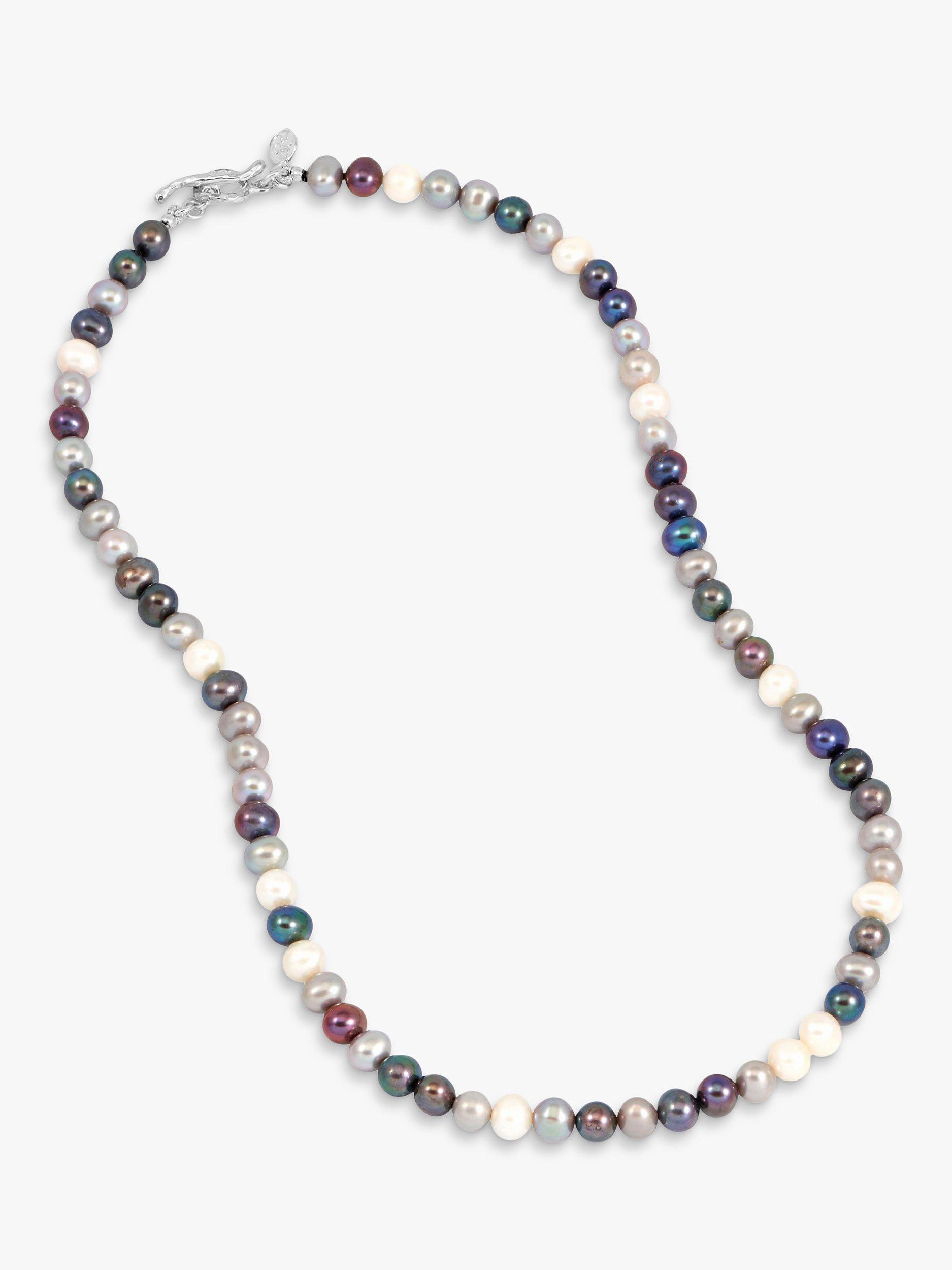 Product image 1 of 4, which shows Dower & Hall Men's Mixed Freshwater Pearl Necklace, Multi