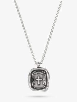 Dower & Hall Men's Fortiter Fideliter Feliciter Talisman Pendant Necklace, Silver, Silver