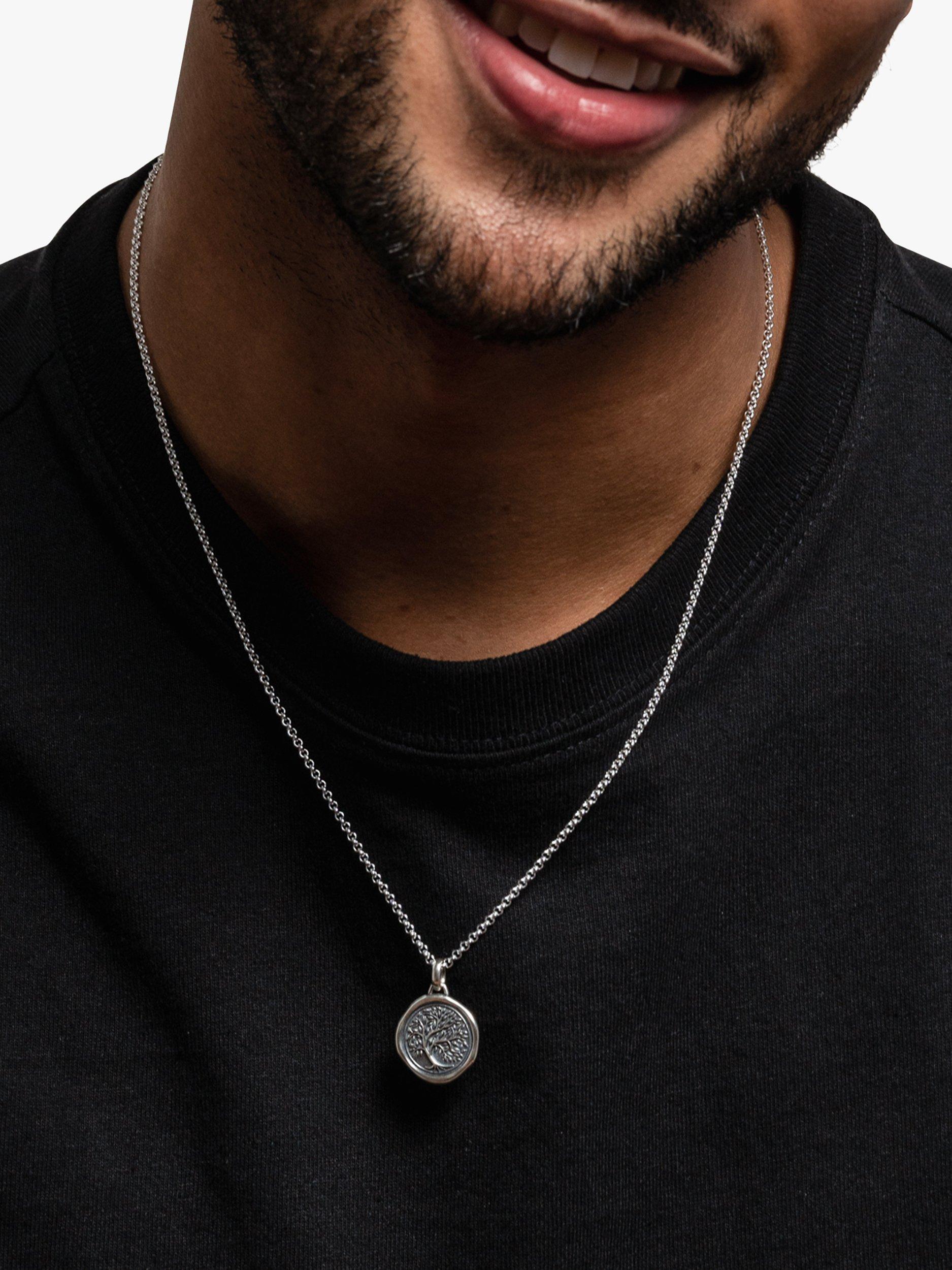 Product image 2 of 3, which shows Dower & Hall Men's Tree of Life Talisman Pendant Necklace, Silver