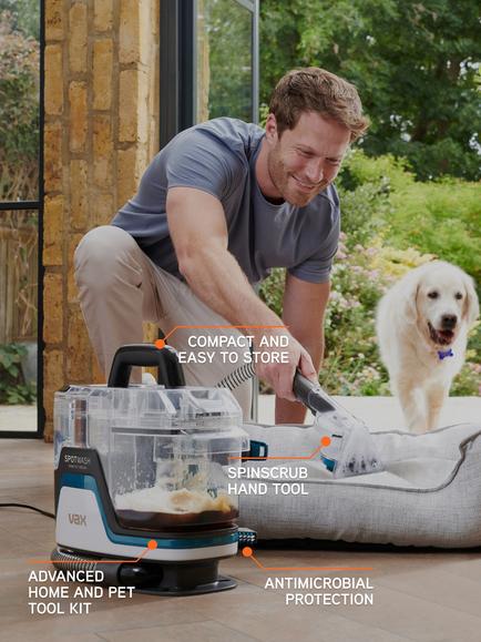 Vax SpotWash Home Pet-Design Carpet Cleaner, Grey/White/Teal - view 2, Grey/White/Teal