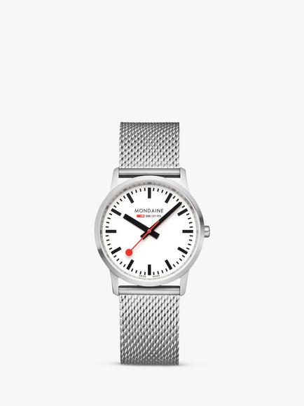 Modaine A400.30351.16SBZ Unisex Simply Elegant 36mm Mesh Strap Watch, Silver/White, Silver/White