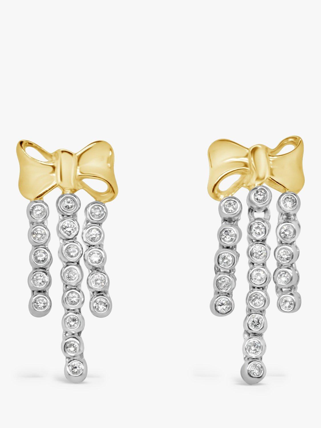 Product image 1 of 3, which shows Milton & Humble Jewellery Pre-Loved White & Yellow Gold Diamond Drop Earrings