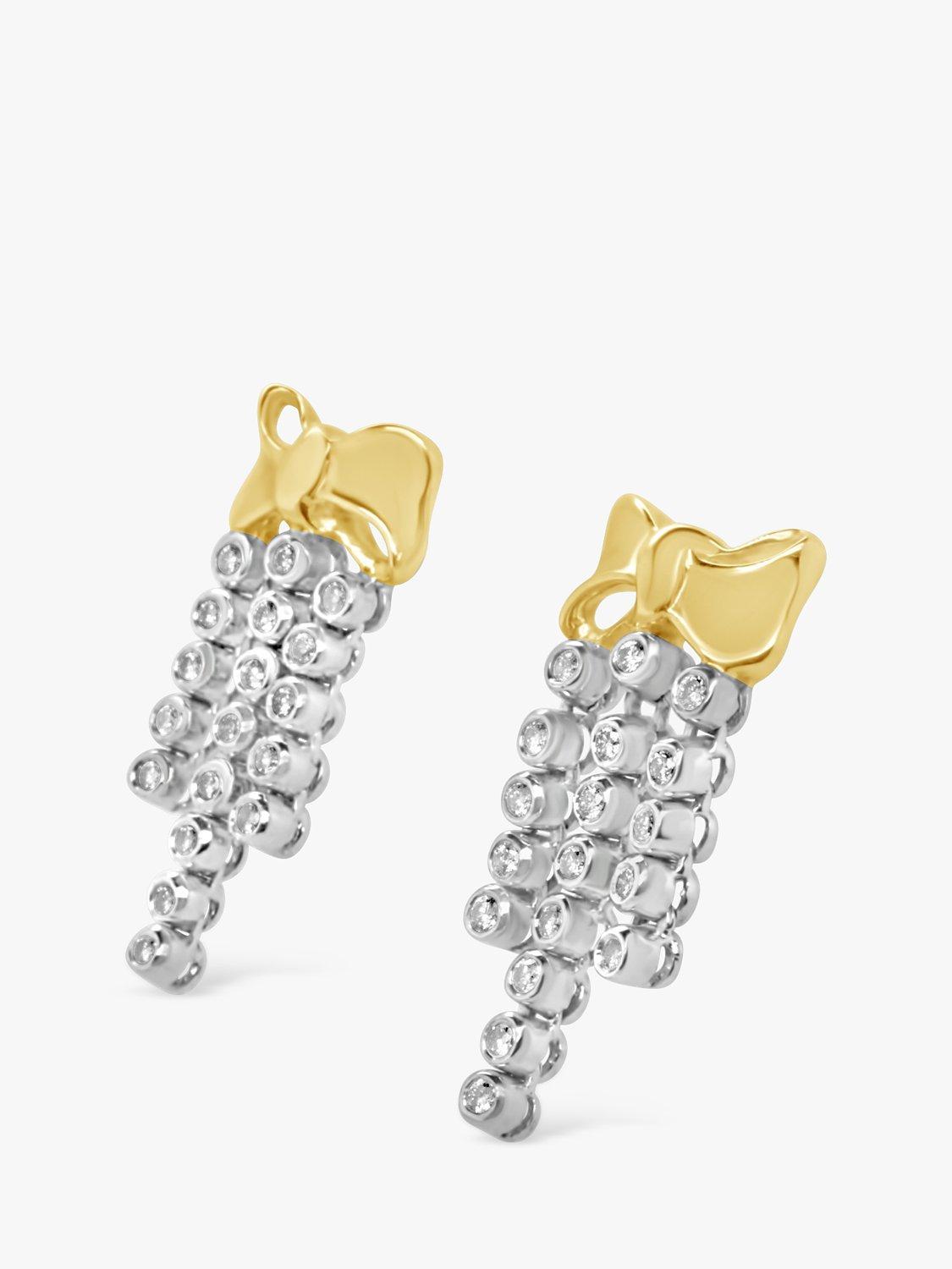 Product image 2 of 3, which shows Milton & Humble Jewellery Pre-Loved White & Yellow Gold Diamond Drop Earrings