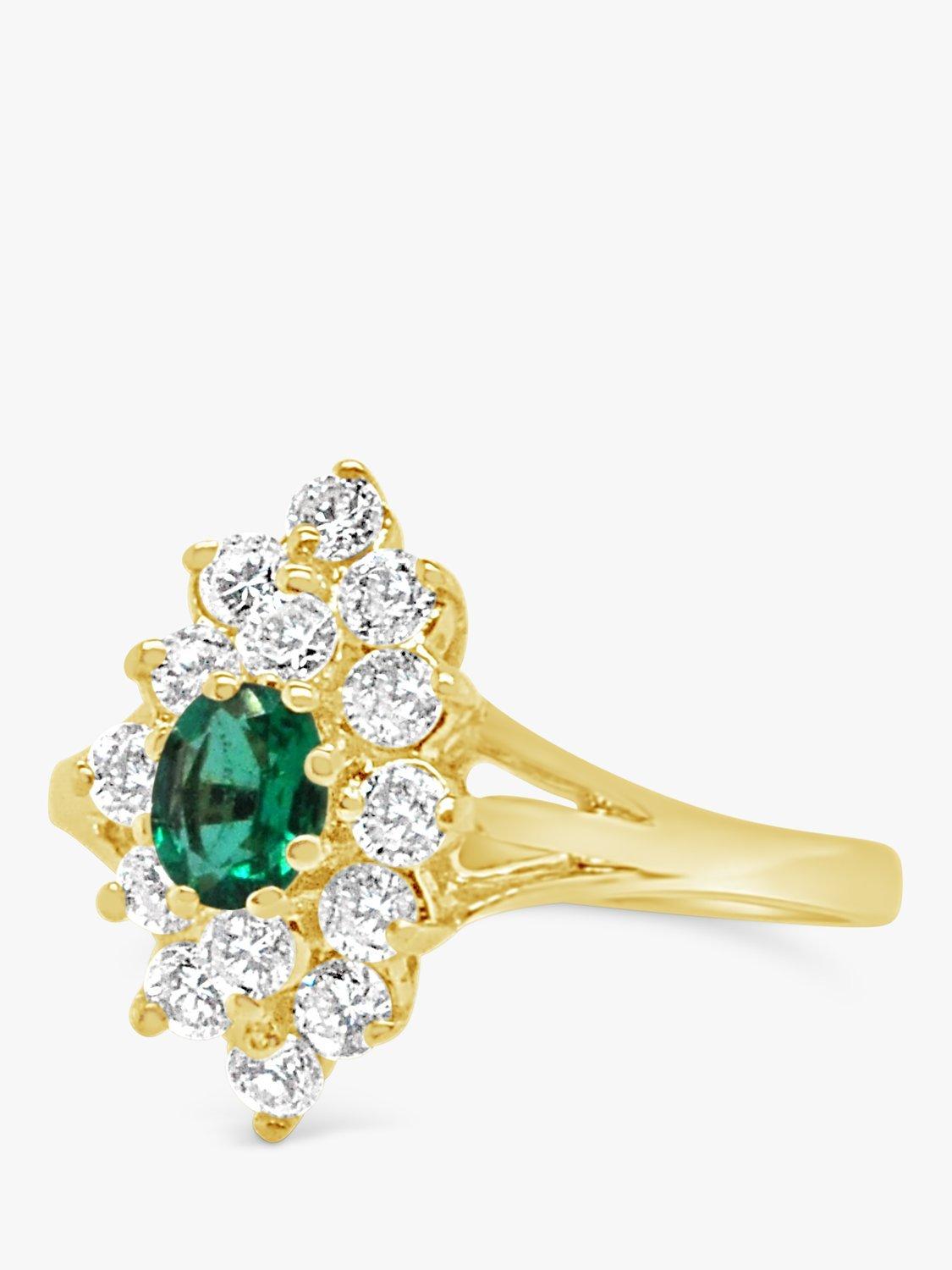 Product image 2 of 5, which shows Milton & Humble Jewellery Pre-Loved Yellow Gold Emerald & Diamond Cluster Ring