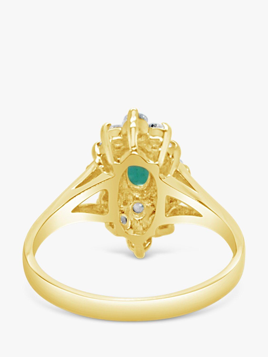 Product image 3 of 5, which shows Milton & Humble Jewellery Pre-Loved Yellow Gold Emerald & Diamond Cluster Ring