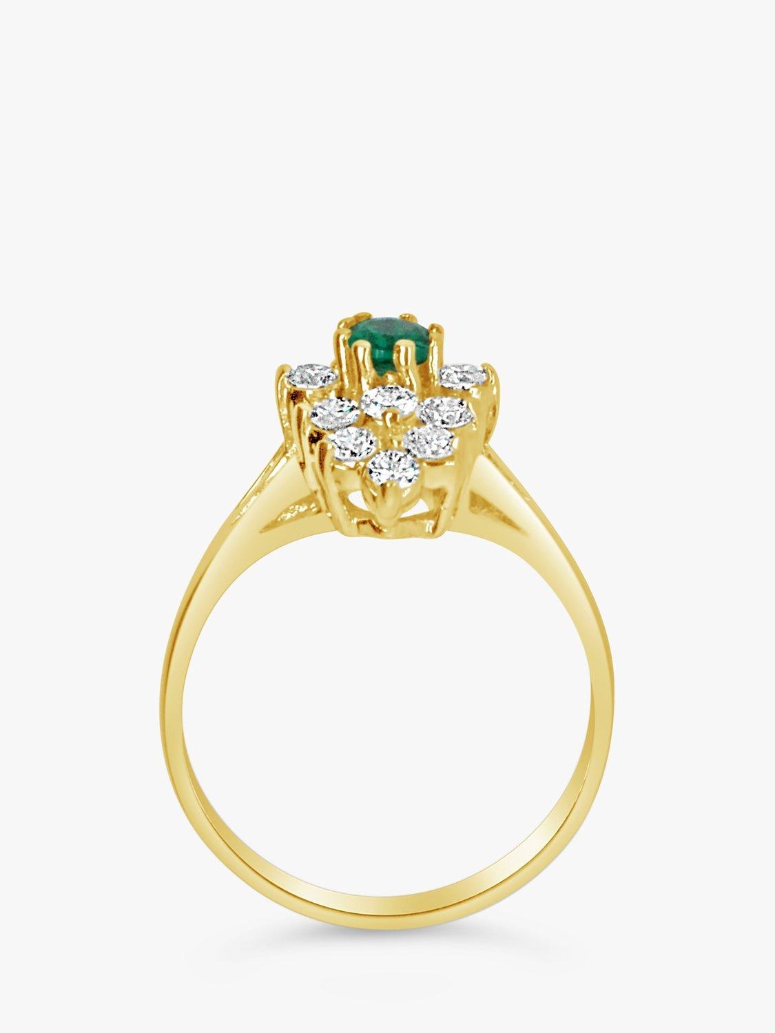 Product image 4 of 5, which shows Milton & Humble Jewellery Pre-Loved Yellow Gold Emerald & Diamond Cluster Ring