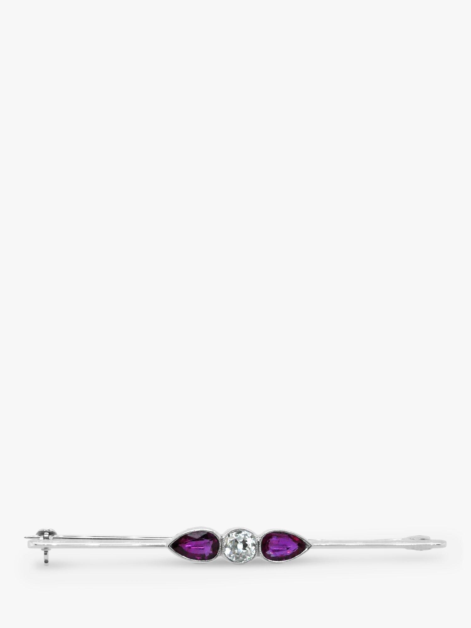 Product image 1 of 4, which shows Milton & Humble Jewellery Pre-Loved White Gold Ruby & Diamond Brooch