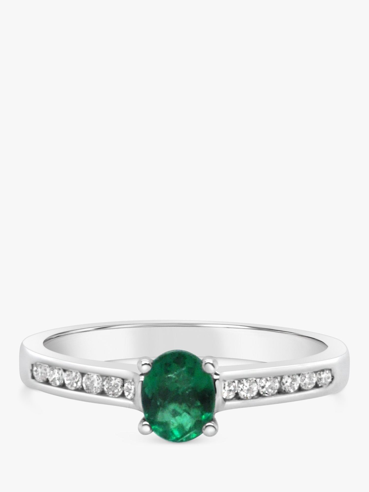 Product image 1 of 5, which shows Milton & Humble Jewellery Pre-Loved Platinum Emerald Diamond Engagement Ring