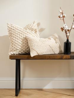 Truly Knotted Square Cushion, Ecru - view 2, Ecru