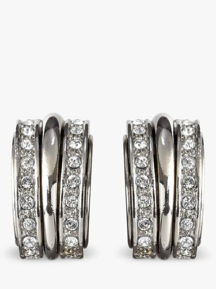 Eclectica Pre-Loved Swarovski Crystal Demi Hoop Clip-On Earrings, Silver